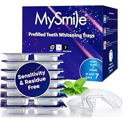 MySmile 7 Treatments Prefilled Teeth Whitening Trays Kit with 12% Hydrogen Peroxide Whiter Gel for Sensitive Tooth, Fast-Result Vegan Teeth Whitener U-Wraps Tooth Stain Remover, Mint Flavor