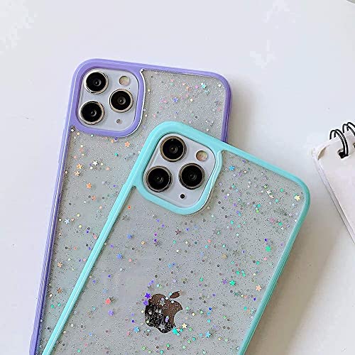 Image of MIDOS Silicone Back Cover Compatable With iPhone 13 Glitter Case For Girls Star Bling Cute Sparkly Transparent Glitter Case For iPhone 13 (Purple)
