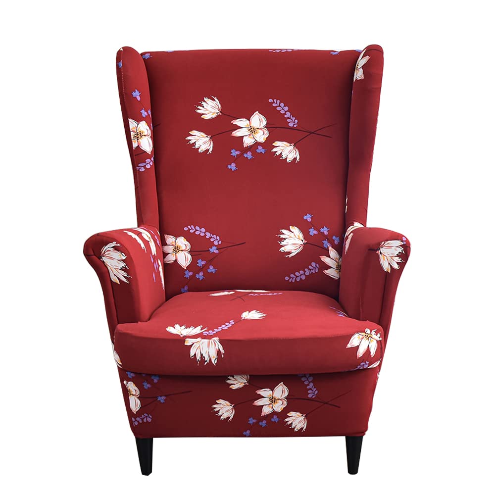 CHNSHOME Fundas de sillón orejero elástica 1 Plaza Funda para sillas de Orejas 2 Piezas Cubre Sillón Fundas para sillas con Respaldo de alas