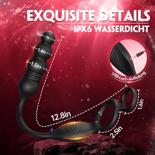 Prostata Stimulation Männer Intensiver 9 Stößes Vibrationen Sexspielzeug für die Männer Anal Vibrator Dildo Vibratorensets Analvibratoren für Mann Anal Plug mit Penisring Sex Toys Tagnaff