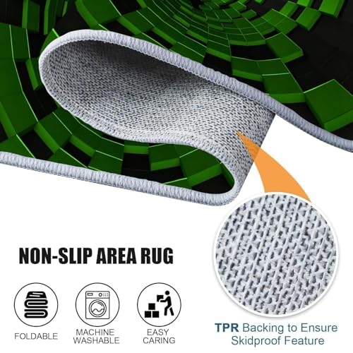 Tapis lavable en machine vert 80x150cm moderne avec envers antidérapant - 6