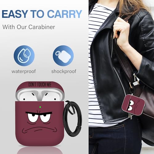 Image of for Airpods Case,Don't Touch Me Cool Cover with Lanyard Big Eyes Cute Cartoon for Airpods 2nd Generation Case,Soft Shockproof Cover for Women Men-Claret