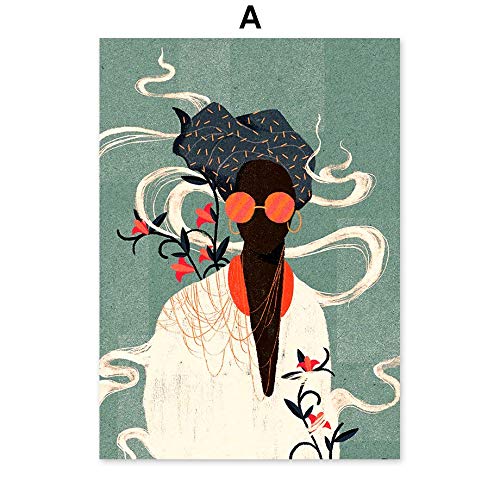 HJGB La moda abstracta retro chica mosaico arte pared lienzo pintura nrdico carteles e impresiones de la sala de estar decoracin lienzo pintura A 60x80cm