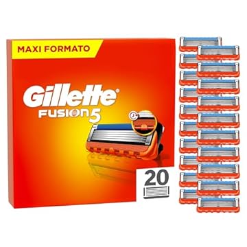 Gillette Fusion5 20 Lamette di Ricambio per Rasoio, Con Striscia lubrificante per una Scorrevolezza Fluida e 5 Lame per una Rasatura Profonda e Duratura