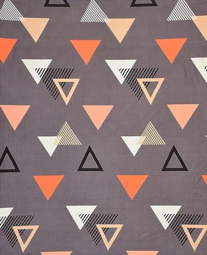 Image of Glace Cotton Single Bedsheet - 60x90 Inches with 1 Pillow Cover 18x28 Inches Dark Grey Triangle Print Bed Sheet Set - Soft Flat Bedcover for Single Mattress Bedroom Hostel Room - Grey Triangle
