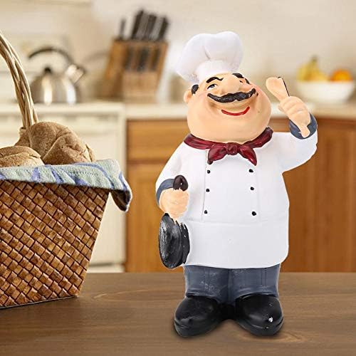 Chef Figurines Vintage Country Resin Figurine Home Restaurant Cafe Tabletop Decor Collectible Gifts(71110-04 Chef Holding Spoon)