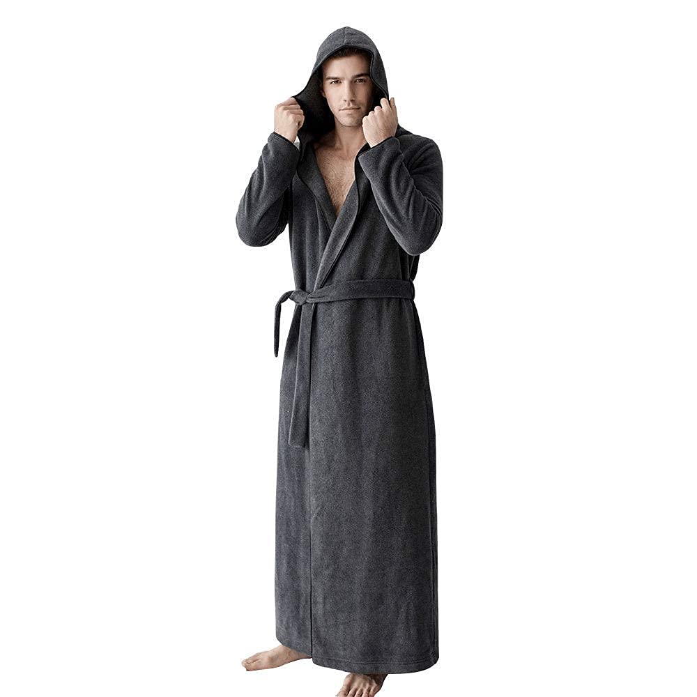 7 VEILS Albornoz de microfibra para hombre y mujer, largo hasta el suelo, con capucha