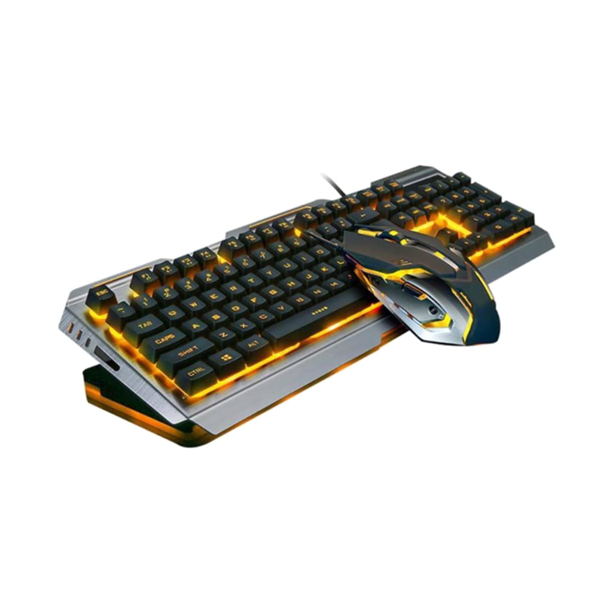 Set Tastiera Meccanica e Mouse Gaming USB Nero Retro | Retroilluminazione Led, Pulsanti Flottanti ad Alta Elasticità, Tasti Multimediali Fn+, Plastica Sabbiata