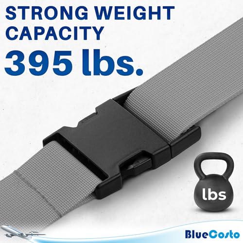 Image of Luggage Straps for Suitcases - TSA Approved - Silver, 4 PK - Premium Nylon Belts for Suitcase, Briefcase & Travel Bag - Adjustable Strap Length 46 inch - 78 inch