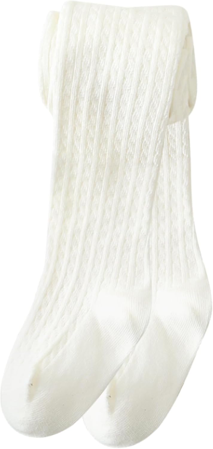 Girls Ribbed & Cable Knit Tights Cotton Seamless Dress School Leggings image 4