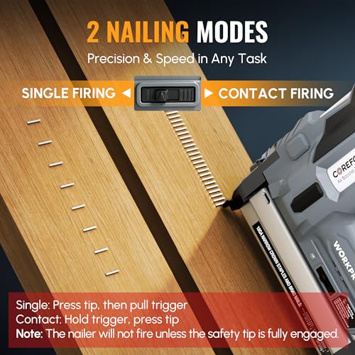 Image of WORKPROX 20V Cordless Brad Nailer Kit, 18 Gauge 2-in-1 Nail & Staple Gun