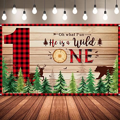 Lumberjack First Birthday Party Decorations, Lumberjack Wild One Decorations Boys Camping Bear Backdrop Monthly Photo Banner Cake Topper Tablecloth Buffalo Plaid Lumberjack First Birthday Party Decorations, Lumberjack Wild One Decorations Boys Camping Bear Backdrop Monthly Photo Banner Cake Topper Tablecloth Buffalo Plaid