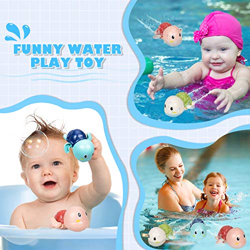 LODBY Bath Toys for Toddlers 1-2-3-4 Year Old Girl Gifts, Wind-Up Swim Tortoise Baby Bath Set Toys for 1-4 Year Old Boy Bathtub Pool Toys for Kids Infant Age 0-3 Bubble Bath Toddler Water Table Toys - Thumbnail 4