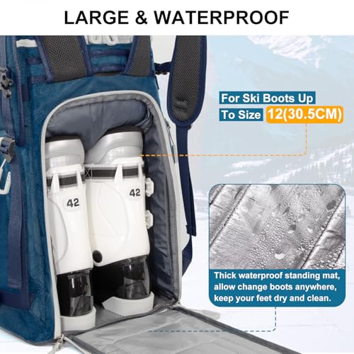 Lunidry Bolsa para Botas de Esquí con Compartimento, 65L Mochila con Bolsa para Casco, Mochila para Botas de Esquí, Snowboard, Patines, Casco de esquí, para Hombre y Mujer Unisex - imagen 5