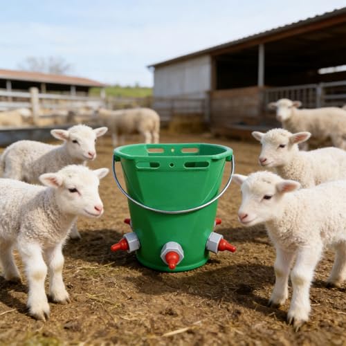 Cubo de lactancia de granja 8 litros con comedero para terneros 4