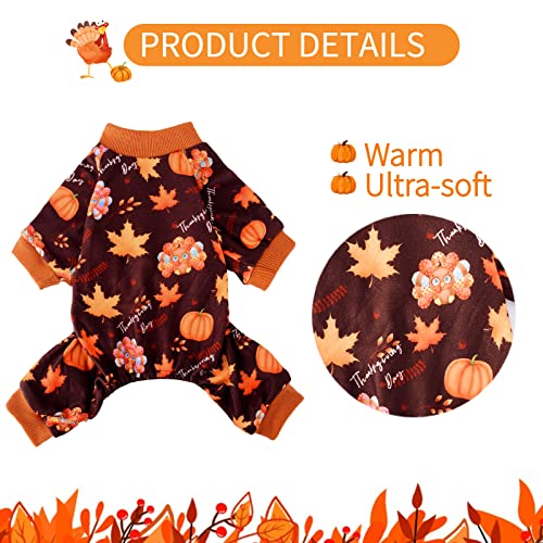 Yikeyo Dog Thanksgiving Pajamas, Turkey Pumpkin Dog Pjs Onesie Pet Dog Thanksgiving Outfit Clothes Costume, Fall Winter Dog Clothes For Small Medium Dogs Boy Girl, Cat Apparel, Orange, Medium #TOP3