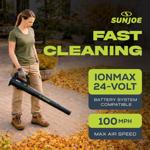 Image of Sun Joe 24-Volt Cordless Compact Turbine Leaf Blower, 100 MPH Air Speed, 280 CFM Airflow 24V-TB-CT