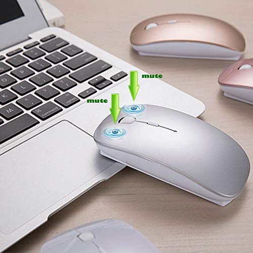 Image of KLO Rechargeable Bluetooth Wireless Mouse For Laptop Mac Pro Air Macbook Pro Macbook Air Mac Windows Notebook PC Silver