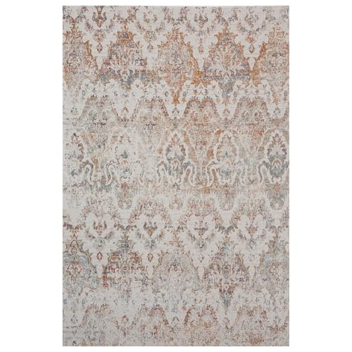 Image of LR Home 5x8 Indoor Outdoor Classic Ikat Turkish Woven Area Rug for Home Decor | Multicolored
