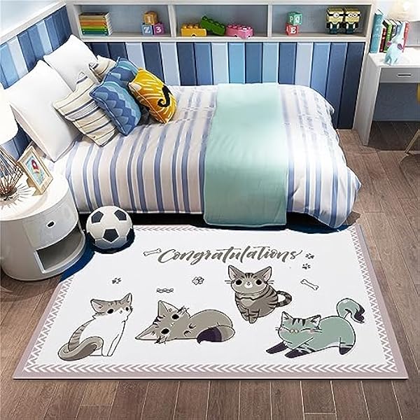 Gebied tapijten woonkamer tapijt, antislip zacht kristal fluwelen tapijt voor gemakkelijk schoon te maken, machinewasbaar tapijt voor woonkamer, slaapkamer, eetkamer wasbare tapijten (schattige kat