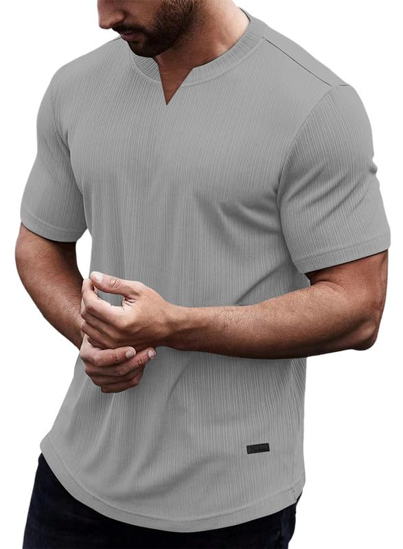 JMIERR Muscle Shirts Slim T Shirt V-Neck Longline Henley Light