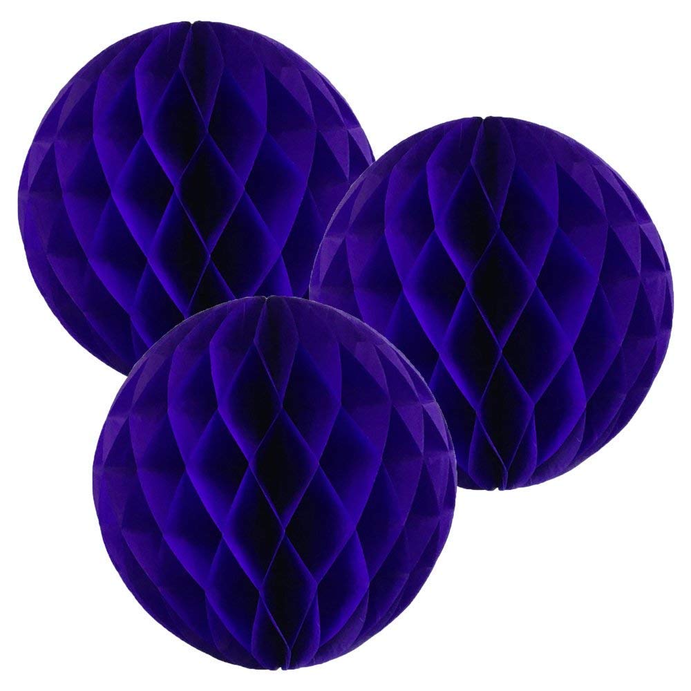 12"(30CM) Paper Honeycomb Balls (Pack of 3) Several Colours Available (Royal Blue)