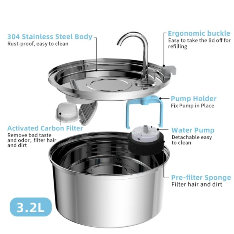 Dr. Pfoten AquaFlowm-Der AntibakterielleTrinkbrunnen Hund mit Filtration, Immer Frisches Wasser Hundewasserschale für alle HundegroBen