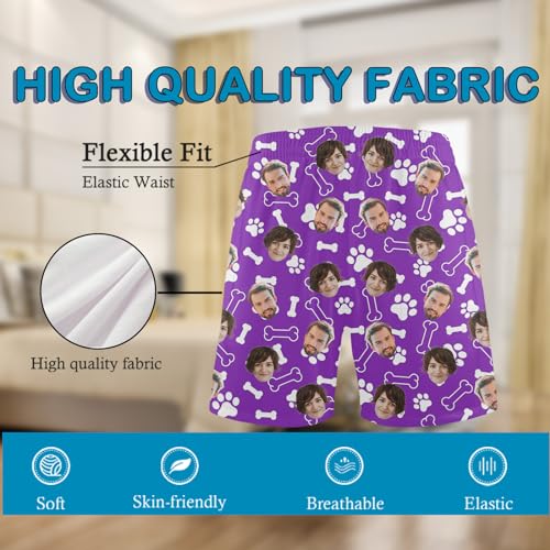 Custom Men's Pajama Shorts, Funny Home Pajama Pants with Pets Photo,Men and Women face, Personalized Sweet Gift3