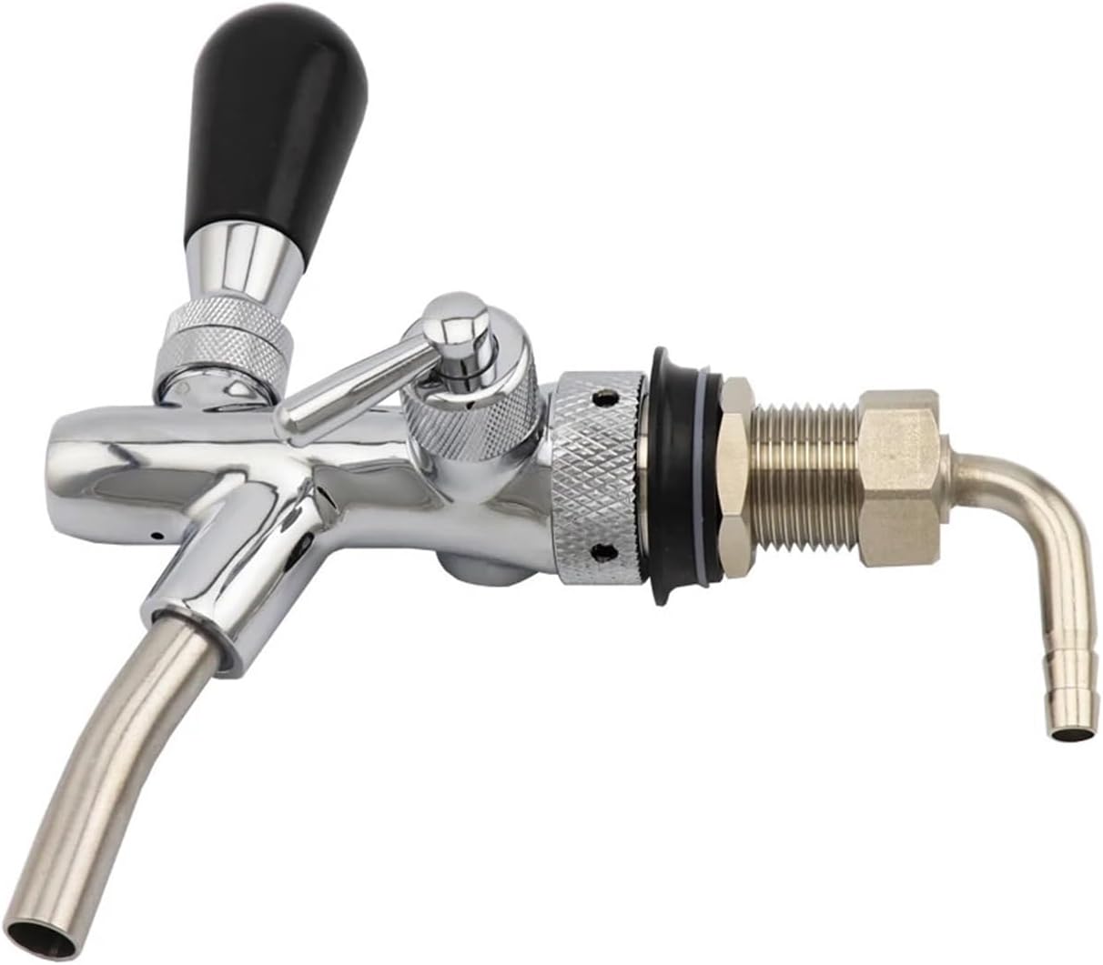 Adjustable Draft Beer Faucet with Flow Control - Chrome Plating G5/8 Shank for Home Brewing Beer Dispenser Tap(Silver,Long)