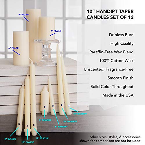 Image of Colonial Candle Unscented Taper Candle, Handipt Collection, Pumpkin, 10 in, Pack of 12 - Up to 8 Hours Burn