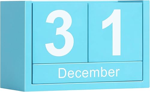 Miniatura 11 de Calendario de Bloques de Madera para Escritorio, Calendario Perpetuo de Escritorio de Tamaño Pequeño, Lindo Juego de Bloques de Fecha para