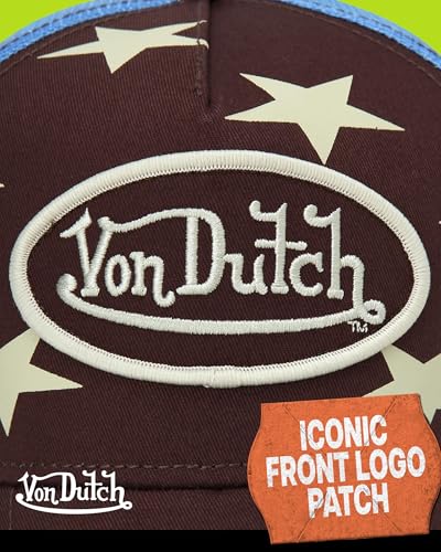 Image of Von Dutch Womens and Mens Trucker Hat - Mesh Back Curved Brim Americana Hats for Men and Women with Snap Back Closure