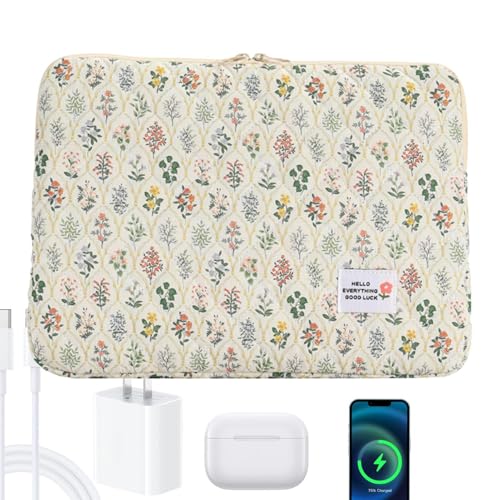 Funda para laptop y funda para tablet con organizador floral de viaje
