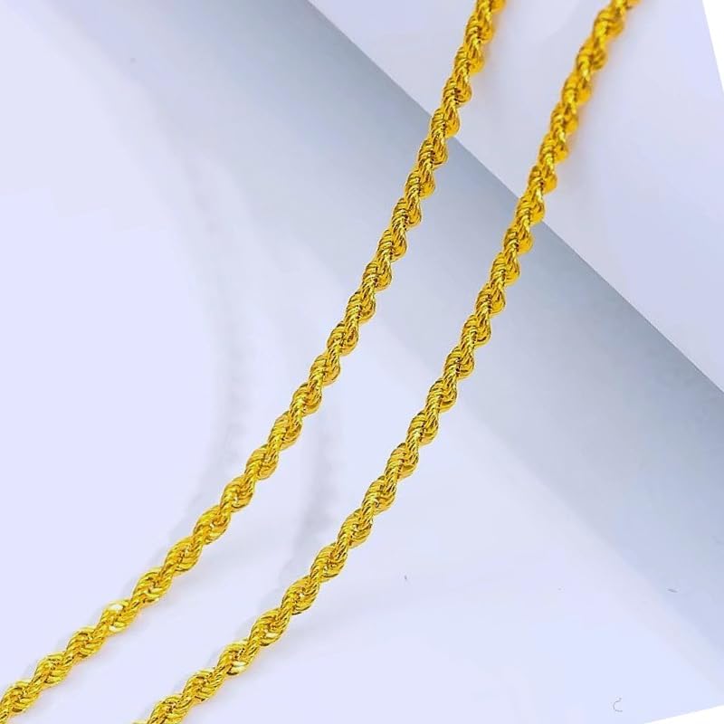 14K Solid Yellow Gold Twisted Rope Chain Necklace, Diamond Cut Classic Chain, 1.5mm,2mm,3.2mm and 4.2mm Gift for Men & Women (Available in 16 to 36 Inch Lengths) - Image 2