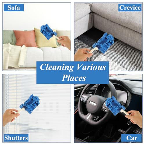 Image of 12Pcs Fleece Duster Refills, Cleaning Reusable Duster Refills, Washable 5 Color with 10 Refill & 2 Handle, Reusable Dusters for Swiffer, Cleaning Home, Pet Hair, Corners, Furniture