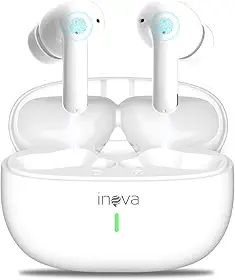 Fone Ouvido Bluetooth, INAVA, IPX5 à Prova D'água e Poeira,com Microfone, Operação por Toque, Bateria Ultralonga de 50 Horas,Fone de Ouvido Esportivo para iOS/Android. (Branco)