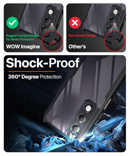 Image of WOW IMAGINE Shock Proof Clear Protective Back Case for Oppo K13x 5G - AirEDGE Technology | 360 Degree Camera Protection | Transparent Hybrid Back Case Mobile Cover - Black