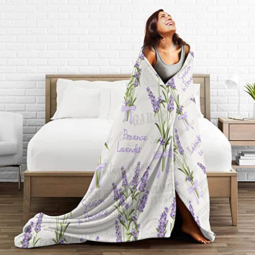 Perinsto Watercolor Lavender Flowers Throw Blanket Ultra Soft Warm All Season Decorative Fleece Blankets For Bed Chair Car Sofa Couch Bedroom 80"X60" #TOP5