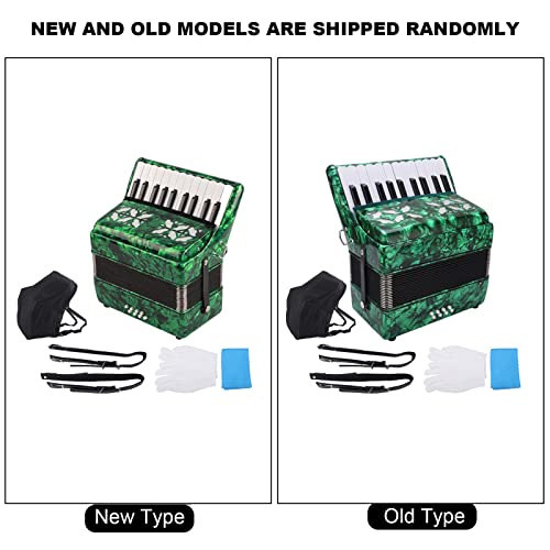 22 Keys 8 Bass Accordion, Exquisite Celluloid Piano Accordion Adjustable Straps Professional Musical Instrument for Beginners Adults Stage Performance (Green),Accordion - Image 6