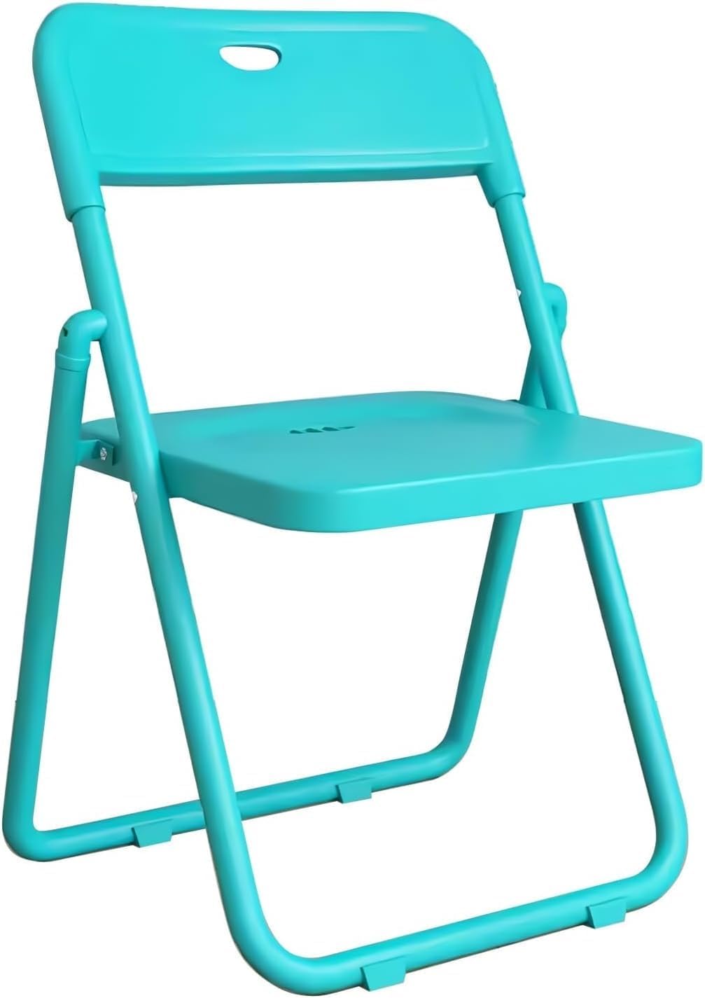 Plastic Folding Chair, Indoor Outdoor Portable Stackable Commercial Seat with Steel Frame 200lb.(Sky Blue)