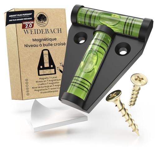 WEIDEBACH ® Mini/petit niveau à bulles magnétique, niveau a bulle, niveau camping car/camping