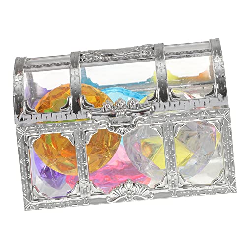 INOOMP 1 Coffret jouets de piscine fille diamants coloré baignade pierre bijou coffre au trésor pour enfants joyaux pour les enfants remplissage de vase Plastique Silver Couleur Aléatoire