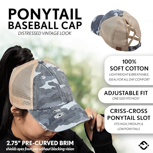 Image of Funky Junque Womens Baseball Cap Dad Hat Ponytail Messy Bun Trucker Ponycap