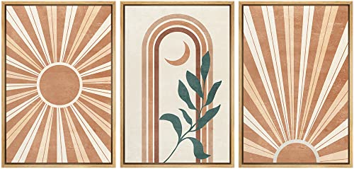 wall26 Framed Canvas Print Wall Art Set Boho Mid-Century Geometric