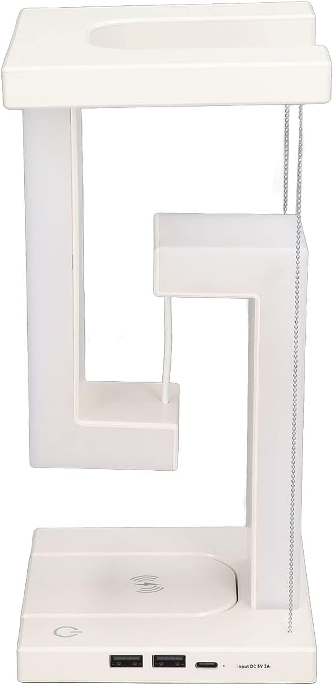 Magnetic Levitation Night Light 3 Gears Touch Switch LED Table Lamp with Cordless Phone Charging White