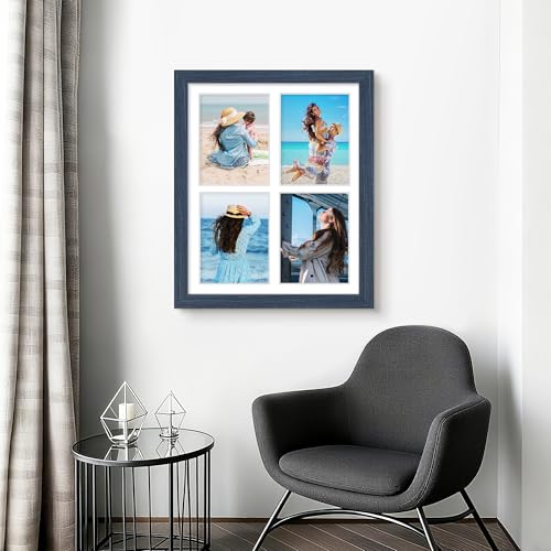Image of DUENPY 12x16 Picture Frame 5x7 Collage Picture Frame Displays Four 5x7 inch Photos or 12x16 (Without Mat) for Available Horizontal Wall Mounting Display and Vertical Navy Blue