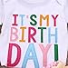 Girls'It's My Birthday Print Shirt Tutu Skirt Dress Outfit Set (White+Pink a, 4-5 Years)