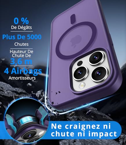 Coque iPhone 15 Pro violette avec protection écran contre les chutes - 2