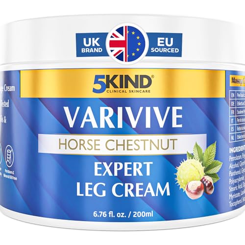 5Kind Varivive Horse Chestnut Expert Leg Cream 200ml (Formally Varicose Veins Cream) - with Zinc Arnica & Avocado Oil - Improve Appearance & Feel Over Time - Varicose Veins Treatment for Legs