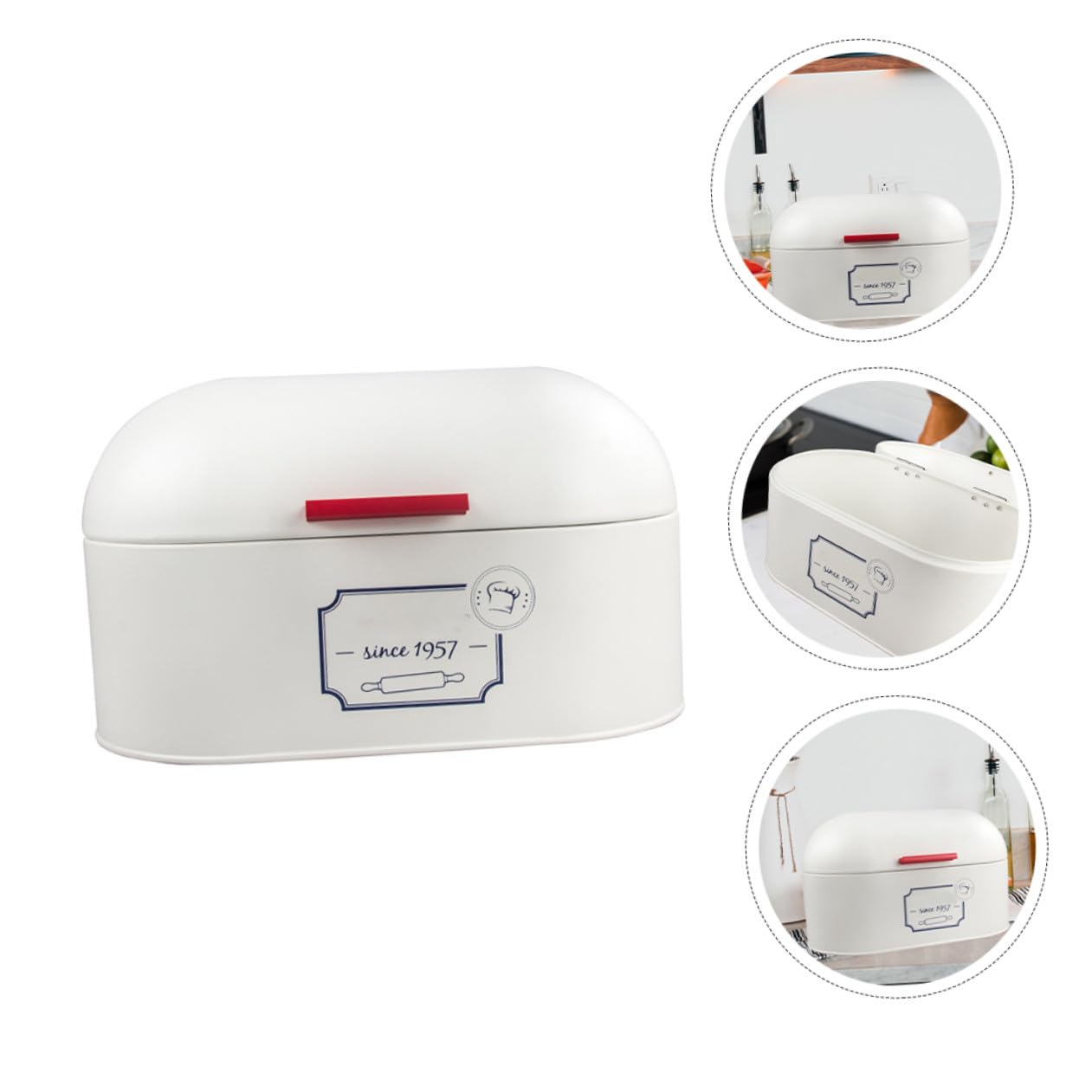 Caja para Guardar el Pan Europea Grande de Metal de Color Blanco 1pieza | Organizador para Bollos y Pasteles, Acabado Liso de Fabricación Fina, Uso en Panadería y Centro Comercial